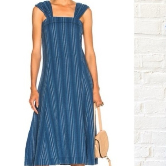 The Great. Sundown Dress Blue Tiller Stripe Size 0 - Picture 7 of 7
